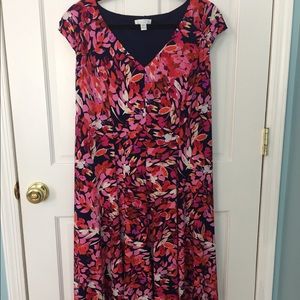 Formal Pink and Red Floral V Neck dress - Plus